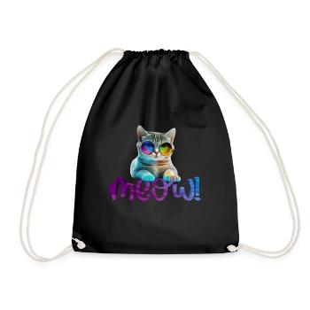 Katze - Miauen - Turnbeutel - Schwarz - Vorne