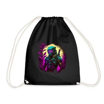 Ninja Cyber Warrior Samurai Geschenk - Turnbeutel - Schwarz - Vorne