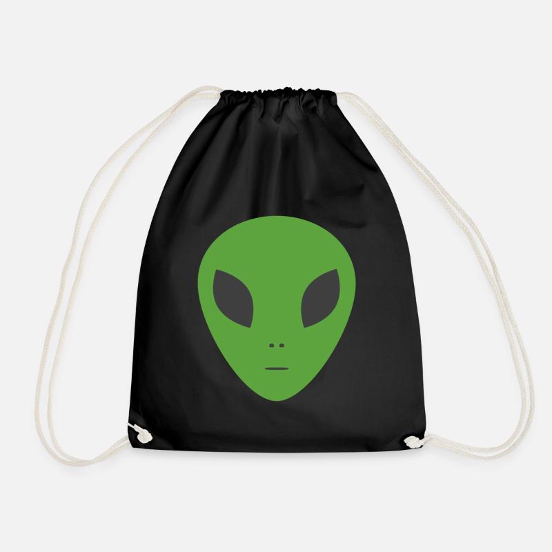 Green Alien - Drawstring Bag - black