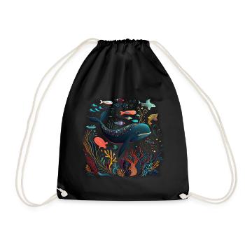Ocean Life Art - Drawstring Bag - black - Front