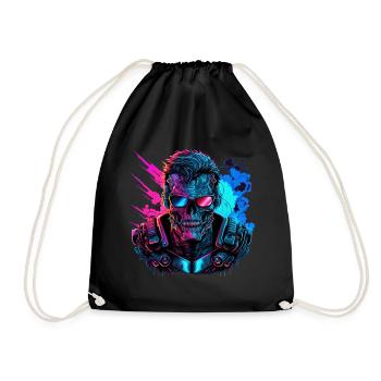 Futuristic robot Cyber Warrior Gift - Drawstring Bag - black - Front