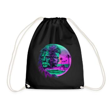 Zodiaque rétro Horoscope Lion - Sac de sport léger - noir - Devant