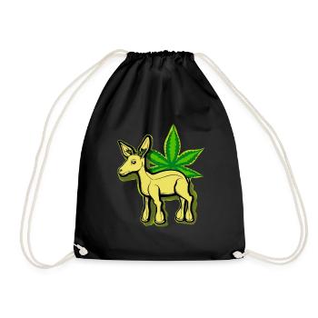 Biche Cannabis-Cartoon Cannabiche 05 ohne Tippfehler - Turnbeutel - Schwarz - Vorne