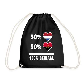 Angola and the Netherlands 100% Genius Flag - Drawstring Bag - black - Front