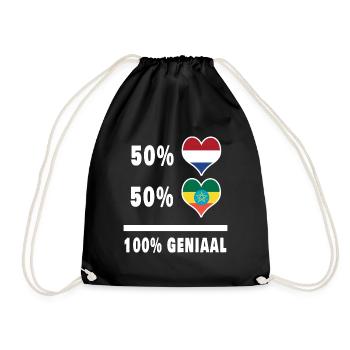 Ethiopia and the Netherlands 100% Genius Flag - Drawstring Bag - black - Front