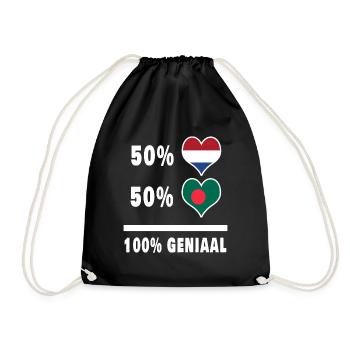 Bangladesh and The Netherlands 100% Genius Flag - Drawstring Bag - black - Front