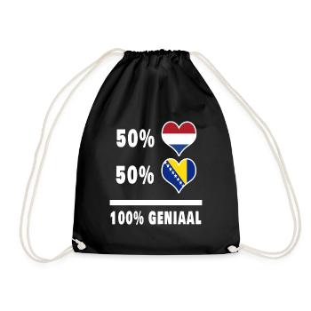 Bosnia and the Netherlands 100% Genius Flag - Drawstring Bag - black - Front