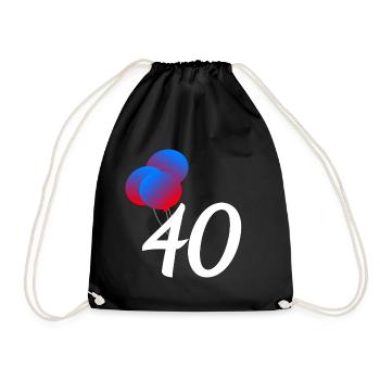 für jedermann, 40 GB Ballons - Turnbeutel - Schwarz - Vorne