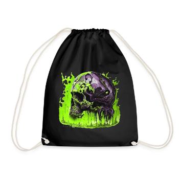 Gruseliger Helloween Schädel Skull - Turnbeutel - Schwarz - Vorne