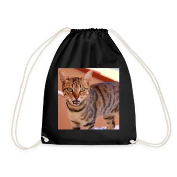 Katze Kätzchen Poster quadratisch Katzenposter - Turnbeutel - Schwarz - Vorne