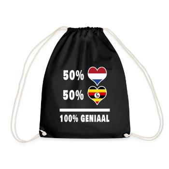 Uganda and the Netherlands 100% Genius flag - Drawstring Bag - black - Front
