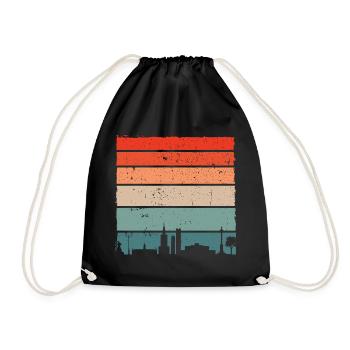 Sunset Skyline T-Shirt mit Farbverlauf - Turnbeutel - Schwarz - Vorne