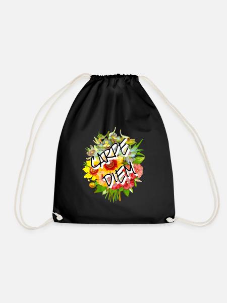 Carpe Diem Blumenstrauß - Turnbeutel - Schwarz