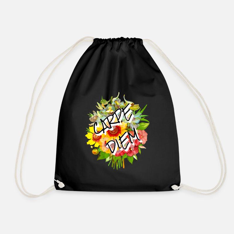 Carpe Diem Blumenstrauß - Turnbeutel - Schwarz
