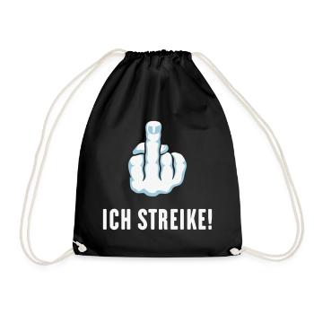 Stinkefinger – Ich Streike! (Streik Streikposten) - Turnbeutel - Schwarz - Vorne