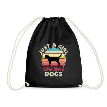 Griffon Fauve De Bretagne Dog Silhouette Retro - Drawstring Bag - black - Front