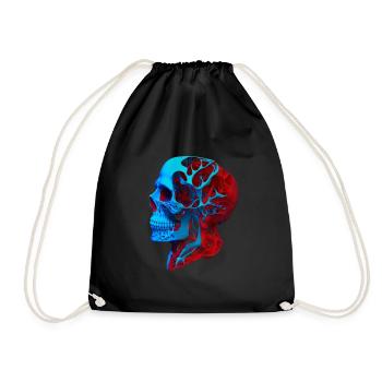 Anatomical drawing head red blue - Drawstring Bag - black - Front