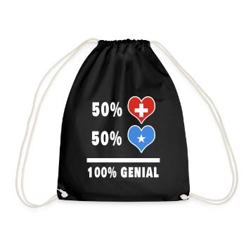 Somalia und Schweiz 100% Genial Flagge - Turnbeutel - Schwarz - Vorne