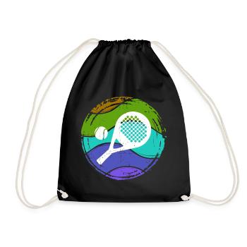 Padel tennis sport Player racket balls - Drawstring Bag - black - Front