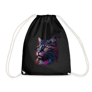 Superbe illustration colorée de portrait de chat - Sac de sport léger - noir - Devant