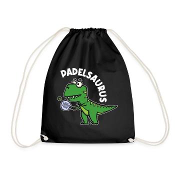 Padel Padelspiel Sport Spieler Dinosaurier Spruch - Turnbeutel - Schwarz - Vorne