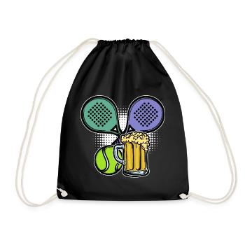 Padel Player Sport Balls Racket Padel - Drawstring Bag - black - Front