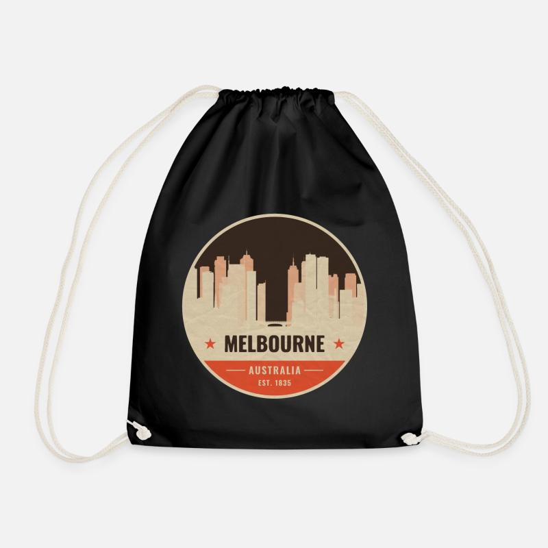 Melbourne Skyline Vintage Abzeichen - Turnbeutel - Schwarz