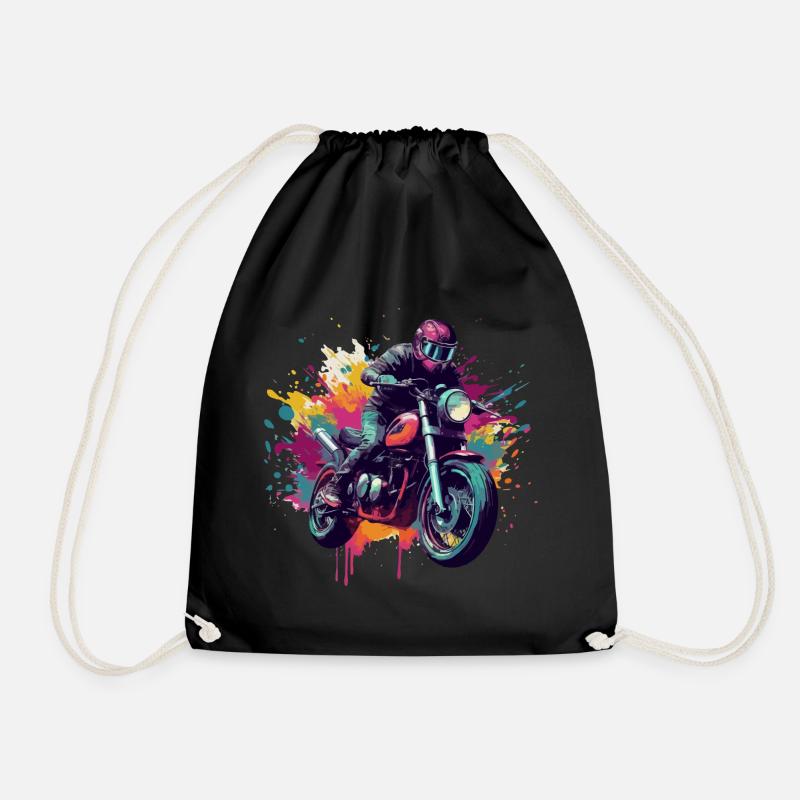 Motorrad mit Farbfleck. - Turnbeutel - Schwarz