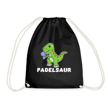 Dinosaurier Padel Cooler Spruch Padelspiel Tennis - Turnbeutel - Schwarz - Vorne