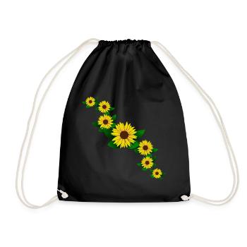 Sonnenblumen gelb Sonnenblumenmuster Blüte floral - Turnbeutel - Schwarz - Vorne
