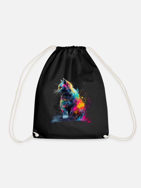 Painted Cat - KI-generiert - Turnbeutel - Schwarz
