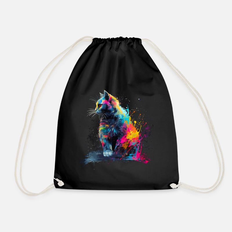 Painted Cat - KI-generiert - Turnbeutel - Schwarz