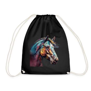 Idée passion chevaux cavalière aquarelle splash - Sac de sport léger - noir - Devant