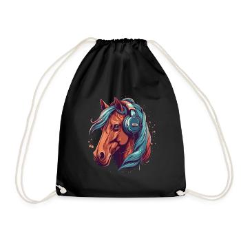 Idée passion chevaux cavalière aquarelle splash - Sac de sport léger - noir - Devant