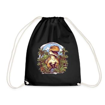 T-Rex Cartoon Jungle - Drawstring Bag - black - Front