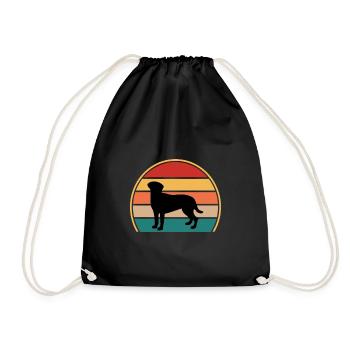 Akbash Hund Liebhaber Silhouette Vintage Sonnenuntergang - Turnbeutel - Schwarz - Vorne