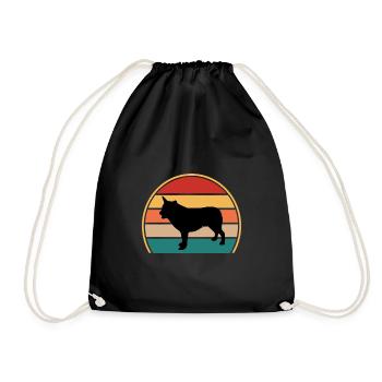Australian Cattle Dog Love Silhouette Retro Sonnenuntergang - Turnbeutel - Schwarz - Vorne