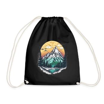 Mountains Nature Outdoor - Drawstring Bag - black - Front