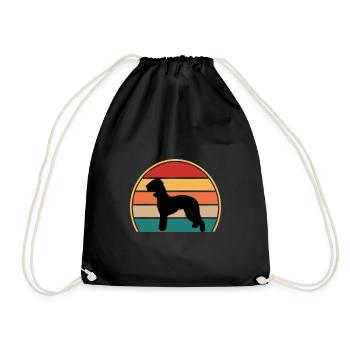 Bedlington Terrier Dog Silhouette Rétro Coucher de soleil - Sac de sport léger - noir - Devant