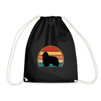 Collie barbu chien amant Silhouette Vintage coucher de soleil - Sac de sport léger - noir - Devant