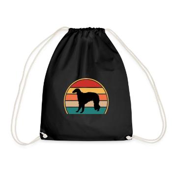 Borzoi Dog Lover Silhouette Vintage Sunset - Drawstring Bag - black - Front