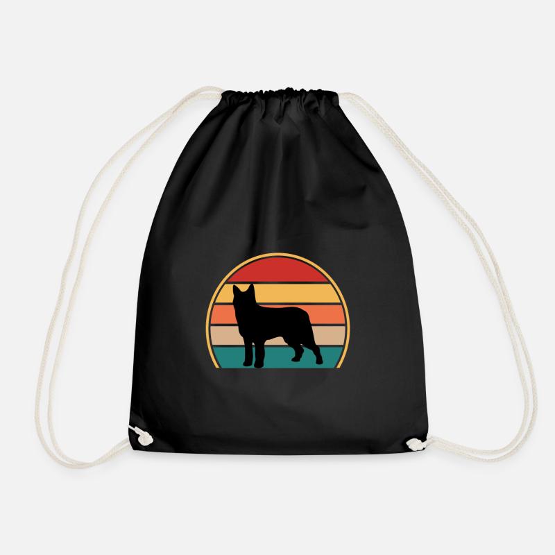 Bouvier Des Ardennes Hund Silhouette Retro Sunset - Turnbeutel - Schwarz