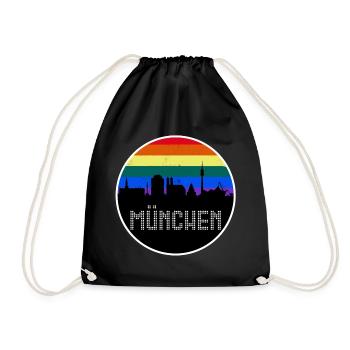 München Skyline Regenbogen - Turnbeutel - Schwarz - Vorne