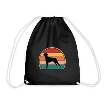 Braque Francais Dog Love Silhouette Vintage Sunset - Drawstring Bag - black - Front