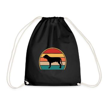 Broholmer Hundeliebhaber Silhouette Vintage Sonnenuntergang - Turnbeutel - Schwarz - Vorne