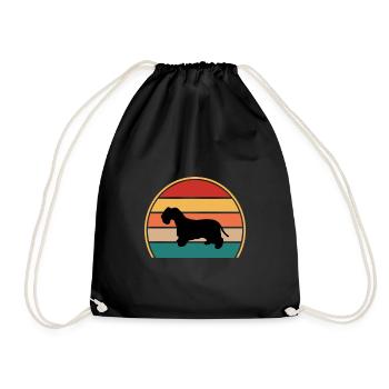 Cesky Terrier Hundeliebhaber Silhouette Vintage Sonnenuntergang - Turnbeutel - Schwarz - Vorne