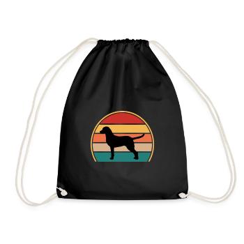 Chesapeake Bay Retriever Dog Silhouette Retro Sun - Drawstring Bag - black - Front