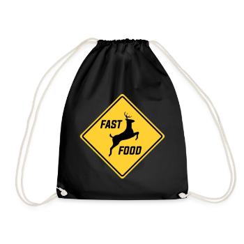 Fast Food Deer Funny Hunting Season - Drawstring Bag - black - Front