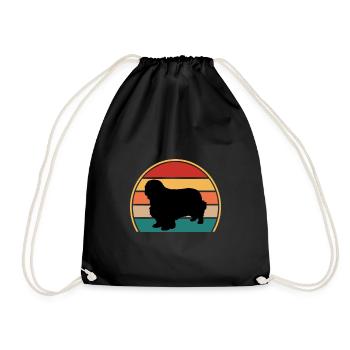 Clumber Spaniel Hund Liebe Silhouette Vintage Sonnenuntergang - Turnbeutel - Schwarz - Vorne
