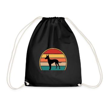Cirneco Dell Etna Dog Love Silhouette Retro Sonnenuntergang - Turnbeutel - Schwarz - Vorne